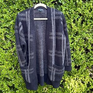 Barefoot Dreams CozyChic plaid open cardigan with pockets